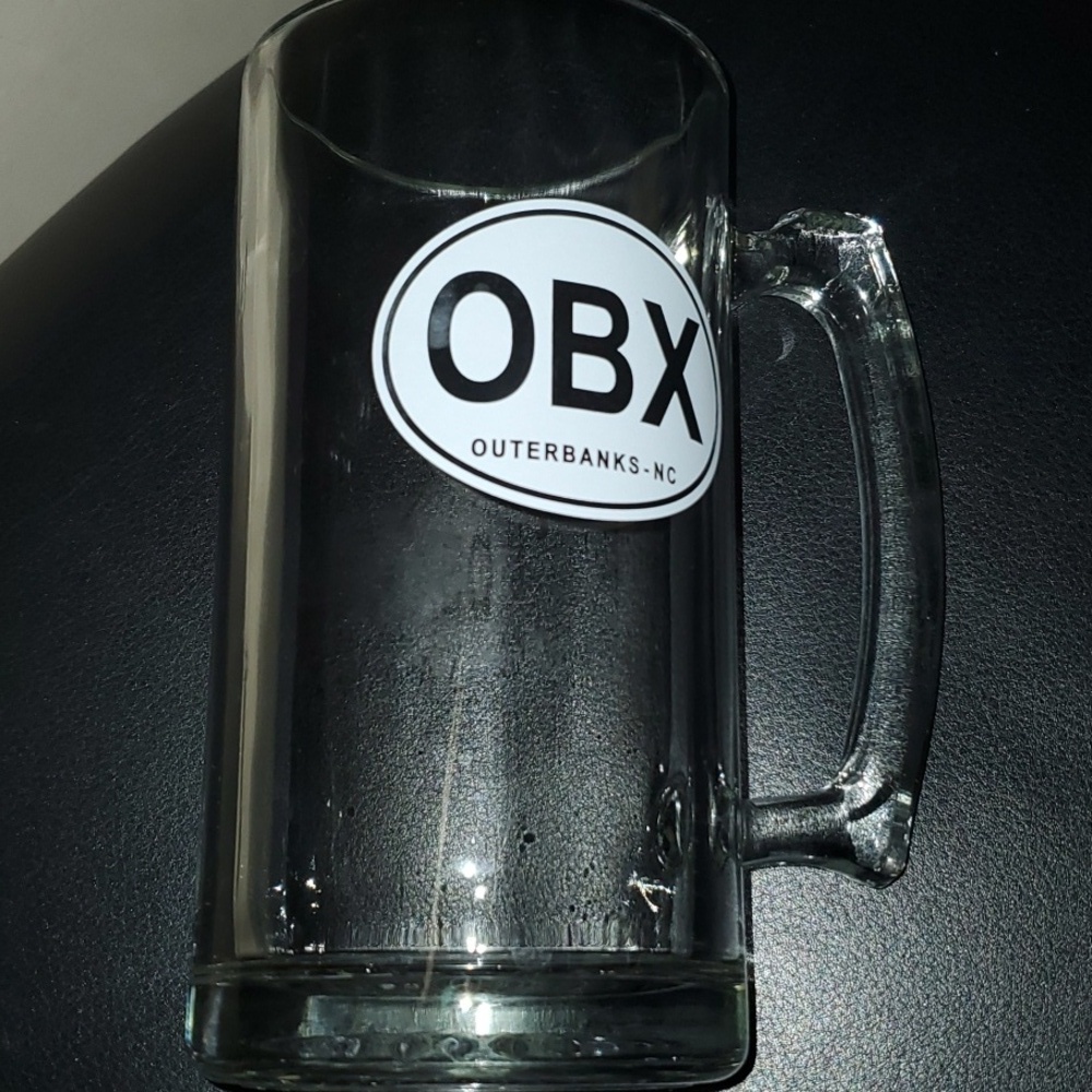 Outerbanks NC drinking glass clear glass 7” tall beer mug Beer Mug Stein OXB
